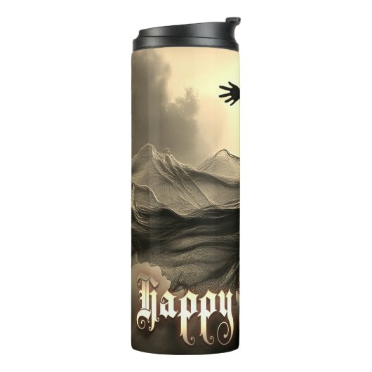 Black Vrouw Ghost in Hellscape - Halloween Thermosbeker (Gedraaid links)