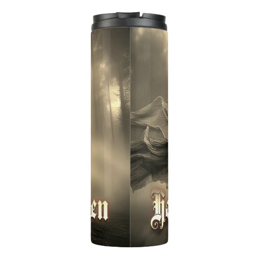 Black Vrouw Ghost in Hellscape - Halloween Thermosbeker (Achterkant)
