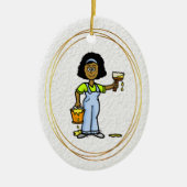 Black Vrouw House Painter Ornament (Voorkant)
