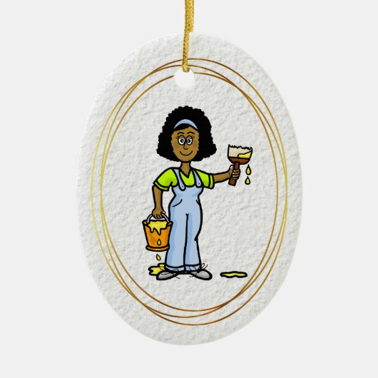 Black Vrouw House Painter Ornament (Voorkant)