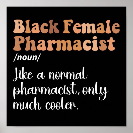 Black Vrouw Pharmacist Funny Definition Poster (Voorkant)
