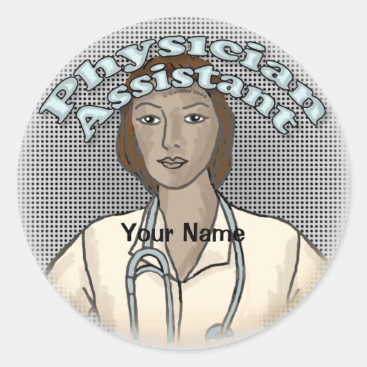 Black Vrouw Physician Assistant Ronde Sticker (Voorkant)