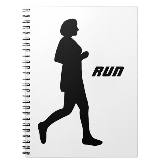 Black Vrouw Silhouette Painner Runner Run Notitieboek (Voorkant)