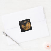 Black Vulture bij volle maan Halloween Vierkante Sticker (Envelop)
