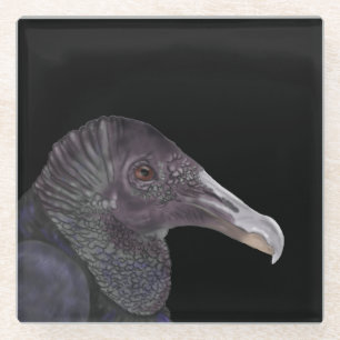 Black Vulture Illustration Glazen Onderzetter