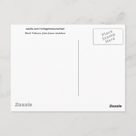 Black Vultures, John James Audubon Briefkaart (Achterkant)