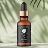 Black w curly text and logo dropper bottle label 