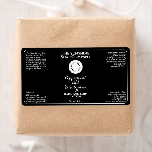 Black w curly text logo cosmetics bottle label  (Insitu)