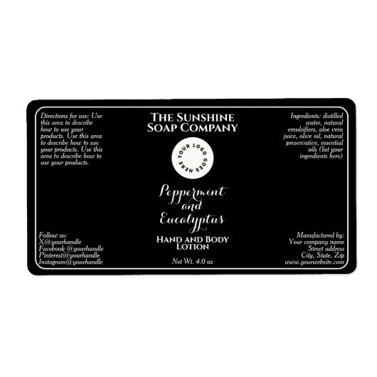 Black w curly text logo cosmetics bottle label  (Voorkant)