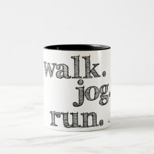 BLACK WALK JOG RUN (font SHADED) Tweekleurige Koffiemok