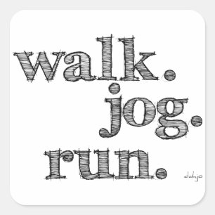 BLACK WALK JOG RUN (font SHADED) Vierkante Sticker