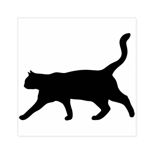 Black Walking Cat Silhouette Rubberstempel (Afrduk)