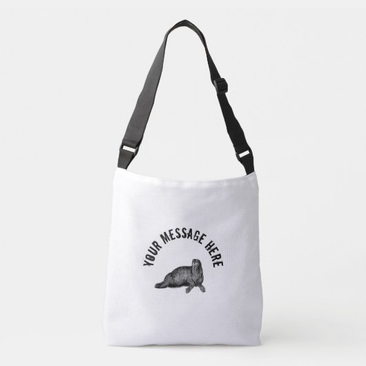 Black Walrus simpele illustratie Crossbody Tas (Voorkant)