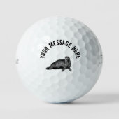 Black Walrus simpele illustratie Golfballen (Voorkant)