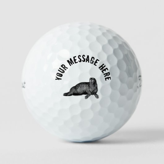 Black Walrus simpele illustratie Golfballen (Voorkant)