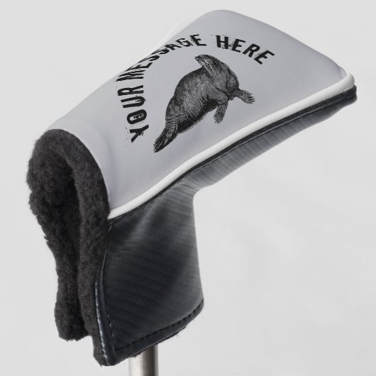 Black Walrus simpele illustratie Golfheadcover (3/4 voorkant)