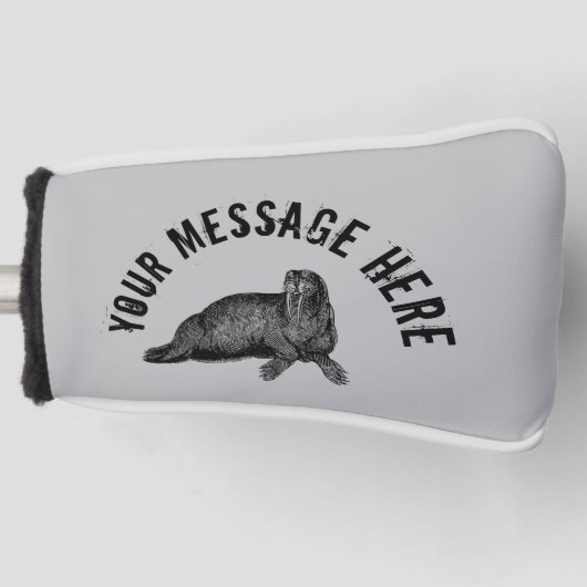 Black Walrus simpele illustratie Golfheadcover (Voorkant)
