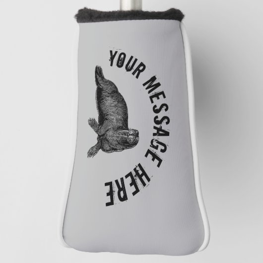 Black Walrus simpele illustratie Golfheadcover (Draai 90)