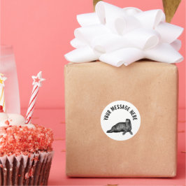 Black Walrus simpele illustratie Ronde Sticker