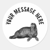 Black Walrus simpele illustratie Ronde Sticker (Voorkant)