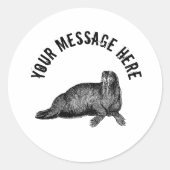 Black Walrus simpele illustratie Ronde Sticker (Voorkant)
