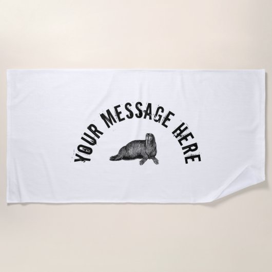 Black Walrus simpele illustratie Strandlaken (Voorkant)