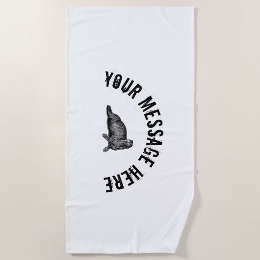 Black Walrus simpele illustratie Strandlaken (Voorkant)