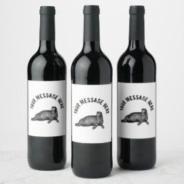 Black Walrus simpele illustratie Wijn Etiket