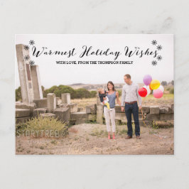 Black Warmest Holiday Wishes Foto Briefkaart