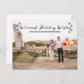 Black Warmest Holiday Wishes Foto Briefkaart (Voorkant / Achterkant)