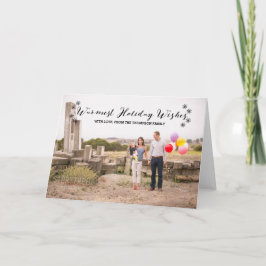 Black Warmest Holiday Wishes Foto Wenskaart Feestdagen Kaart