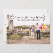 Black Warmest Holiday Wishes Photo Flat Kaart (Voorkant)