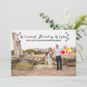 Black Warmest Holiday Wishes Photo Flat Kaart (Staand voorkant)