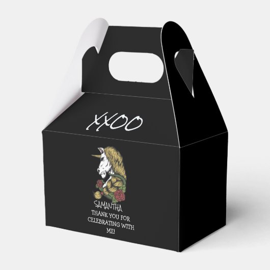 Black Warrior Unicorn Party Favor Box Bedankdoosjes (Voorkant Zijde)