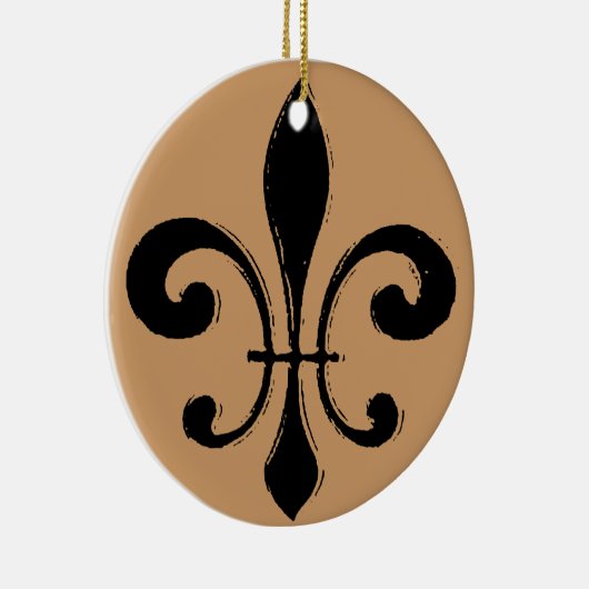 Black Washout Fleur De Lis Keramisch Ornament (Rechts)