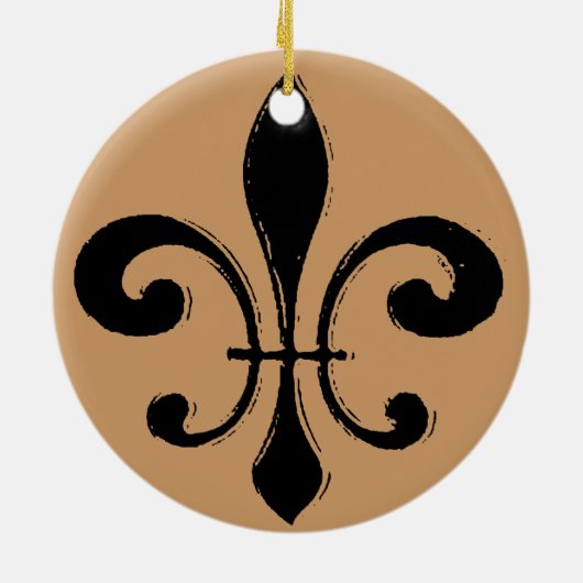 Black Washout Fleur De Lis Keramisch Ornament (Achterkant)