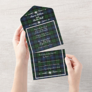Black Watch Ancient Schotse Tartan All In One Uitnodiging