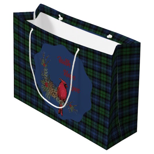 Black Watch Ancient Scottish Tartan  Cardinal Groot Cadeauzakje (Voorkant Gekanteld)