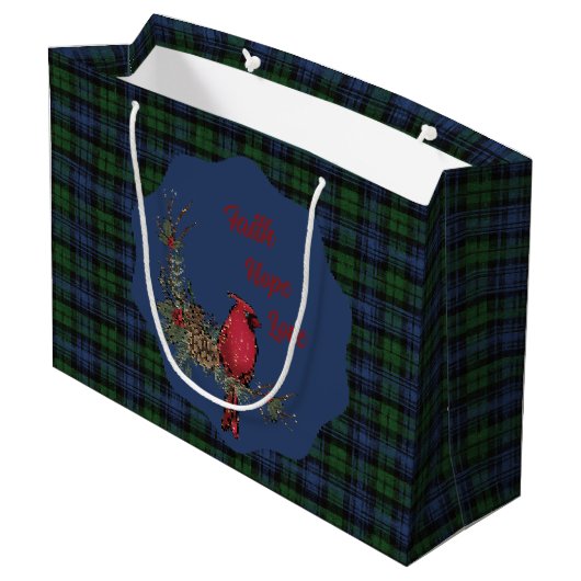 Black Watch Ancient Scottish Tartan  Cardinal Groot Cadeauzakje (Achterkant Gekanteld)