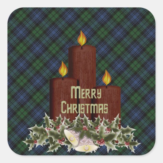 Black Watch Ancient Scottish Tartan Vierkante Sticker (Voorkant)