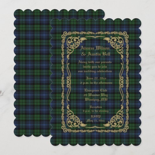 Black Watch Ancient Tartan met Gold Lijst Kaart (Voorkant / Achterkant)