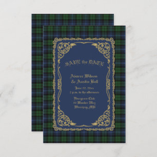 Black Watch Ancient Tartan met Gold Lijst Save The Date