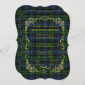 Black Watch Ancient Tartan Met Gouden Frame Uitnod Kaart (Voorkant / Achterkant)