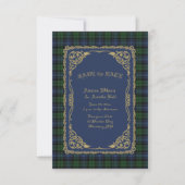 Black Watch Ancient Tartan Met Gouden Lijst Save The Date (Voorkant)