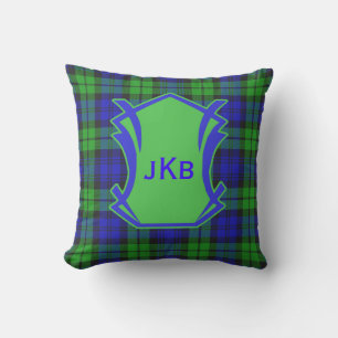 Black Watch Classic Tartan Monogrammed Pillow Kussen