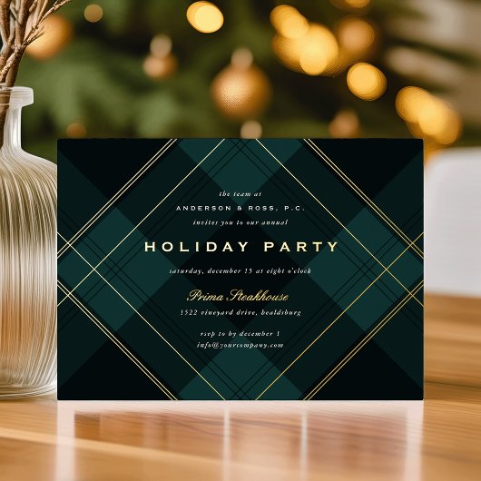 Black Watch Plaid Corporate Holiday Party Folie Uitnodiging