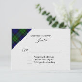 Black Watch Plaid Wedding RSVP Kaartje (Staand voorkant)
