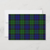 Black Watch Plaid Wedding RSVP Kaartje (Achterkant)