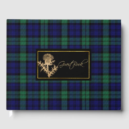 Black Watch Pset and Thistle Wedding Guest Book Gastenboek (Voorkant)