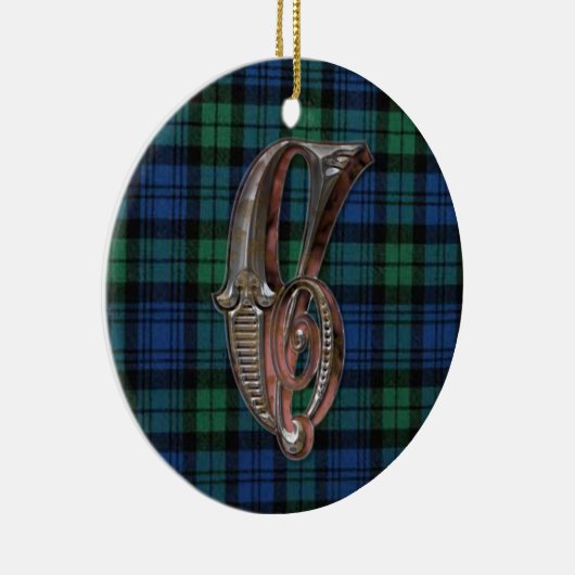 Black Watch Pset Monogram-versiering Keramisch Ornament (Rechts)